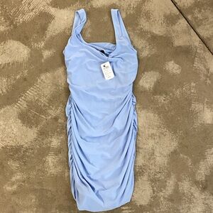 Windsor Light Blue Ruched Midi Dress